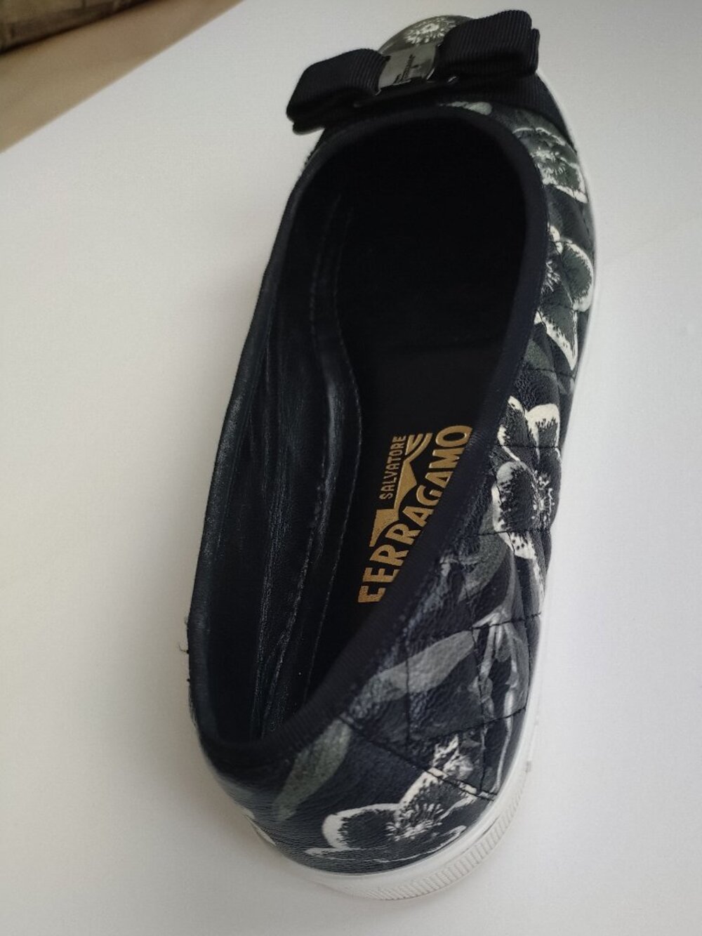 Ferragamo Rufina Floral Quilted Leather Ballerina Sneaker Flats 9C - Picture 4 of 13